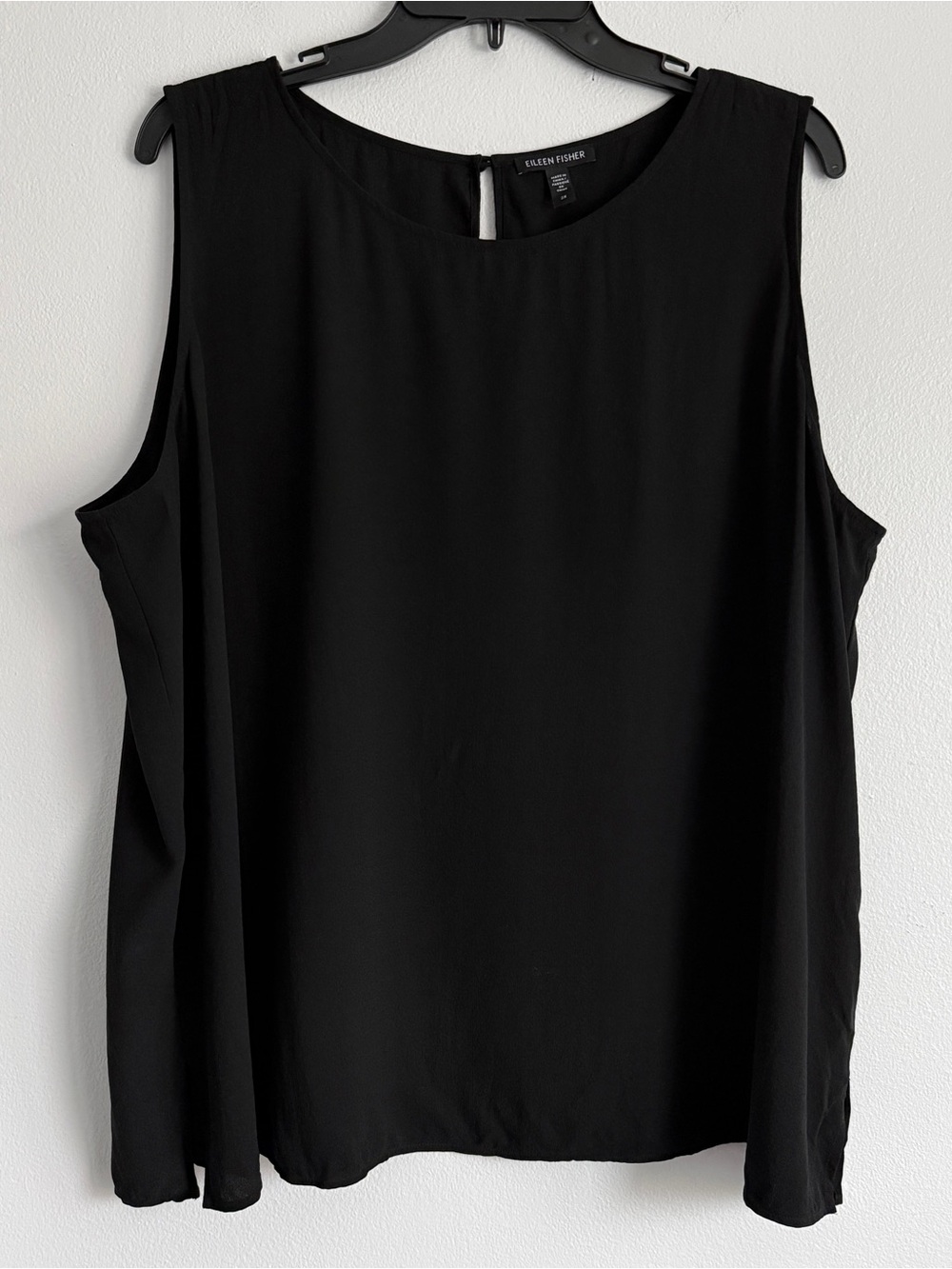 EILEEN FISHER Silk Georgette Crepe Long Shell in Black - size 2X